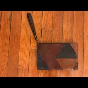 Fossil leather wristlet